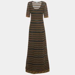 Pre Owned M Missoni Black/Multicolor Patterned Knit Maxi Dress L