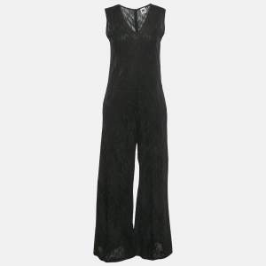 Pre Owned M Missoni Black Jacquard Lurex Knit Sleeveless Jumpsuit S