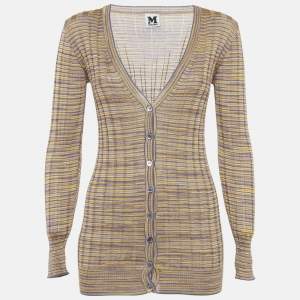 Pre Owned M Missoni Multicolor Rib Knit Button Down Cardigan M