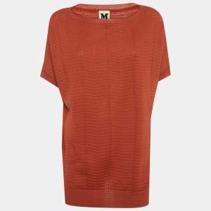 Pre Owned M Missoni Burnt Orange Patterned Knit Top M