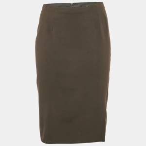 Pre Owned M Missoni Brown Jersey Pencil Skirt M