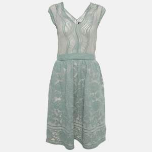 Pre Owned فستان قصير إيم ميزوني تريكو لوريكس مزخرف أزرق مقاس متوسط