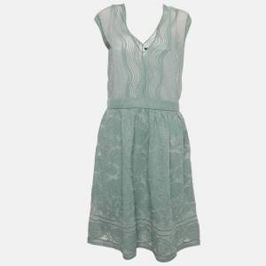 Pre Owned M Missoni Blue Patterned Lurex Knit Short Dress L 