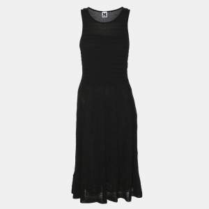 Pre Owned M Missoni Black Rib Knit Midi Dress L