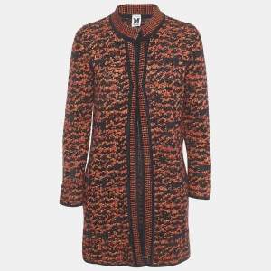Pre Owned M Missoni Navy Blue / Red Knit Coat S