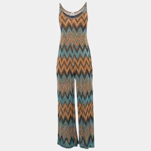 Pre Owned M Missoni Multicolor Zig Zag Lure Knit Sleeveless Jumpsuit S 