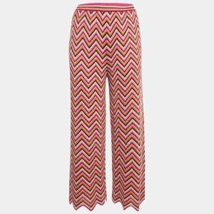 Pre Owned Missoni Multicolor Zig Zag Lurex Knit Trousers L