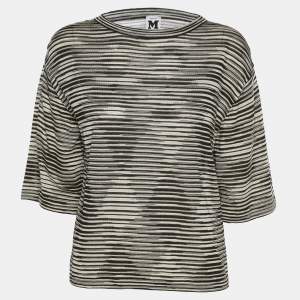 Pre Owned M Missoni Multicolor Stripe Rib Knit Long Sleeve Tops M