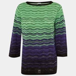 Pre Owned M Missoni Multicolor Pattered Knit Full Sleeves Top M