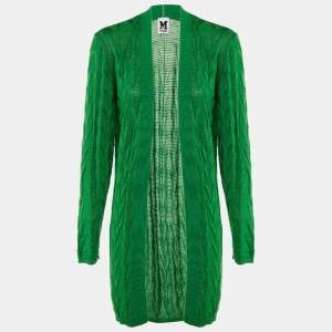 Pre Owned M Missoni Green Knit Open Front Cardigan L