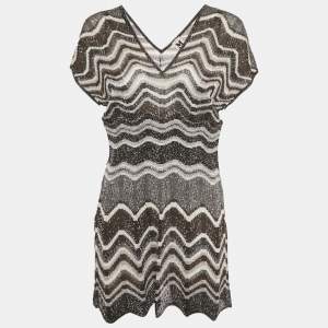 مملوكة مسبقًا M Missoni Black Patterned Lurex Knit Top L