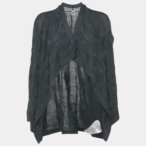 مملوكة مسبقًا سترة مفتوحة محبوكة من صوف إيم ميزوني بنمط أسود مقاس صغير - سمول