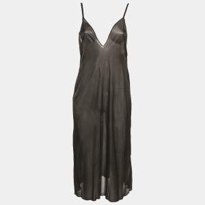 Pre Owned M Missoni Black/Blue Patterned Knit Plunge Neck Midi Dress S