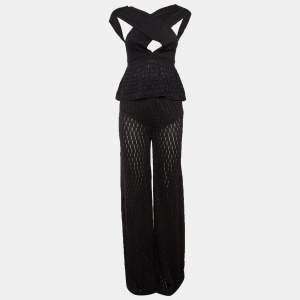 مملوكة مسبقًا Missoni Midnight Blue Lurex Knit Top & Pants Set S 