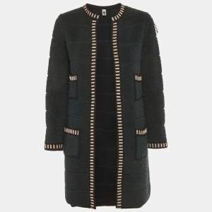 مملوكة مسبقًا M Missoni Dark Green Terry Wool Long Cardigan S