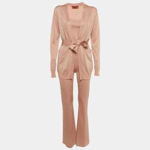 مملوكة مسبقًا بدلة ثلاثية القطع بتريكو لوريكس ذهبي وردي من إم ميزوني مقاس صغير