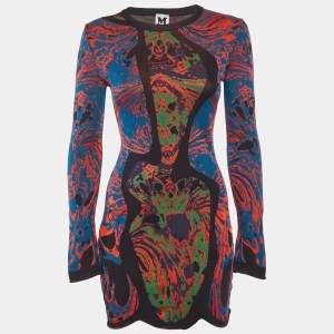 Pre Owned M Missoni Multicolour Intarsia Knit Mini Dress S