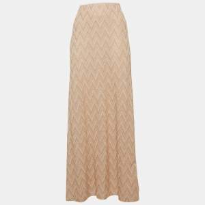 Pre Owned تنورة ماكسي إم ميزوني تريكو لوريكس بلون وردي بنمط zig-zag مقاس وسط - ميديام