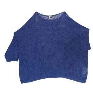 Pre Owned M Missoni Blue Lurex Perforated Knit Oversized Top S