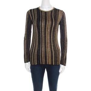 Pre Owned سويتر أم ميزوني تريكو لوريكس مقلم شانكي رقبة مستدير متعدد الألوان S