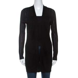 Pre Owned M Missoni Black Knit Open Front Cardigan M