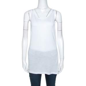 Pre Owned M Missoni White Jersey Sleeveless Tank Top M