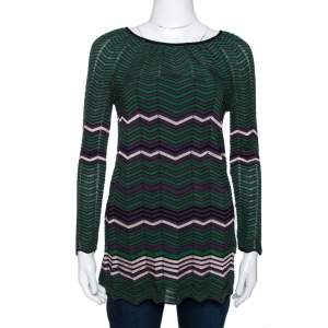 M Missoni Green Pointelle Knit Long Sleeve Top S