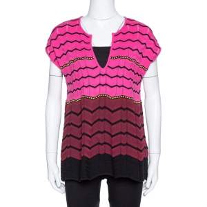 M Missoni Pink Zig Zag Knit Flared Top M