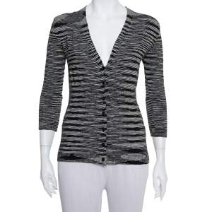 Pre Owned M Missoni Monochrome Knit Button Front Cardigan M