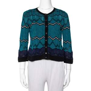 Pre Owned M Missoni Multicolor Knit Button Front Crop Top S