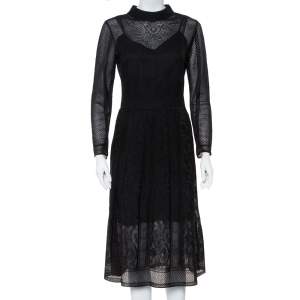 Pre Owned M Missoni Black Perforated Knit Maxi Dress M