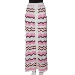 Pre Owned M Missoni Multicolor Chevron Pattern Knit Maxi Skirt M