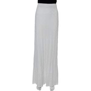 Pre Owned M Missoni White Patterned Knit Maxi Skirt M
