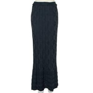 Pre Owned M Missoni Charcoal Grey Patterned Knit Maxi Skirt M