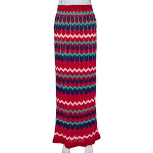 Pre Owned M Missoni Multicolor Zig Zag Pattern Knit Maxi Skirt L