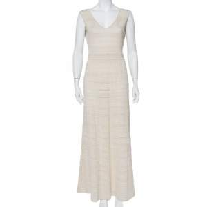 مملوكة مسبقًا M Missoni Beige Lurex Knit Sleeveless Maxi Dress M