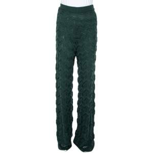 Pre Owned M Missoni Dark Green Patterned Knit Palazzo Pants S