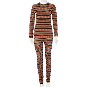 M Missoni Multicolor Patterned Knit Long Sleeve Sheer Top & Leggings M