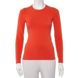 M Missoni Orange Knit Long Sleeve Roundneck T-Shirt M