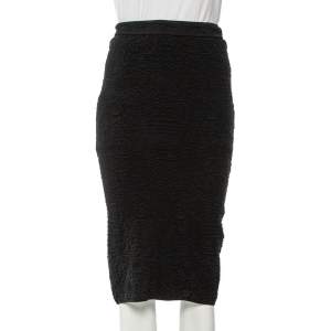 Pre Owned M Missoni Black Textured Knit Pencil Skirt S