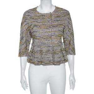 M Missoni Multicolored Lurex Knit Pleated Hem Detailed Jacket S
