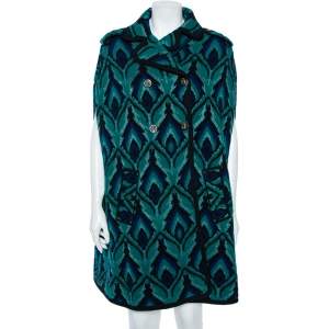 M Missoni Green Jacquard Knit Double Breasted Cape S