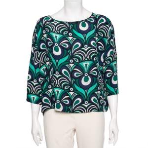 M Missoni Multicolor Printed Silk Crew Neck Top S