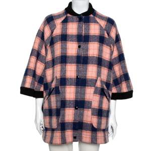 M Missoni Peach and Blue Stripe Printed Tweed Oversized Jacket S