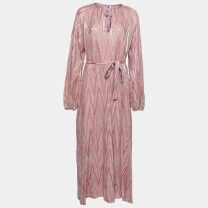 Pre Owned Missoni Pink Zig-Zag Patterned Knit Maxi Dress XL