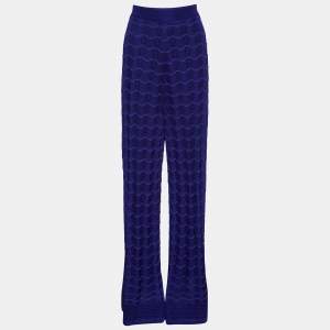 Pre Owned M Missoni Purple Chevron Knit Palazzo Trousers L