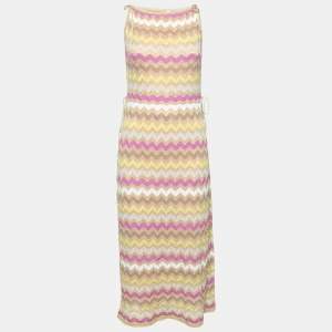 Pre Owned M Missoni Multicolor Chevron Patterned Knit Dress S