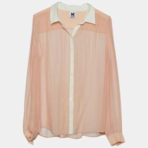 Pre Owned M Missoni Pale Pink Silk Button Front Sheer Shirt M