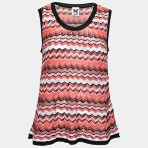Pre Owned M Missoni Multicolor Chevron Patterned Knit Top M