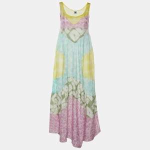 Pre Owned M Missoni Multicolor Tie-Dye Printed Silk Sleeveless Maxi Dress S